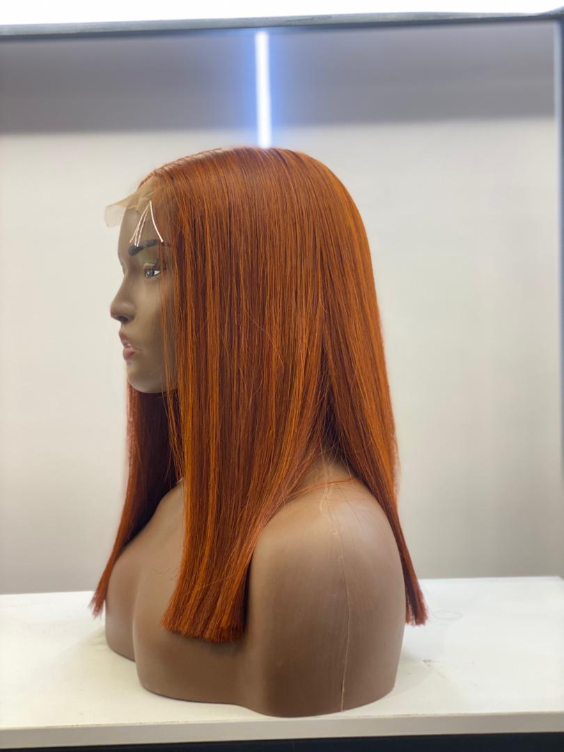 16 Inch Bone Straight Lace Front Wig – Ginger Orange