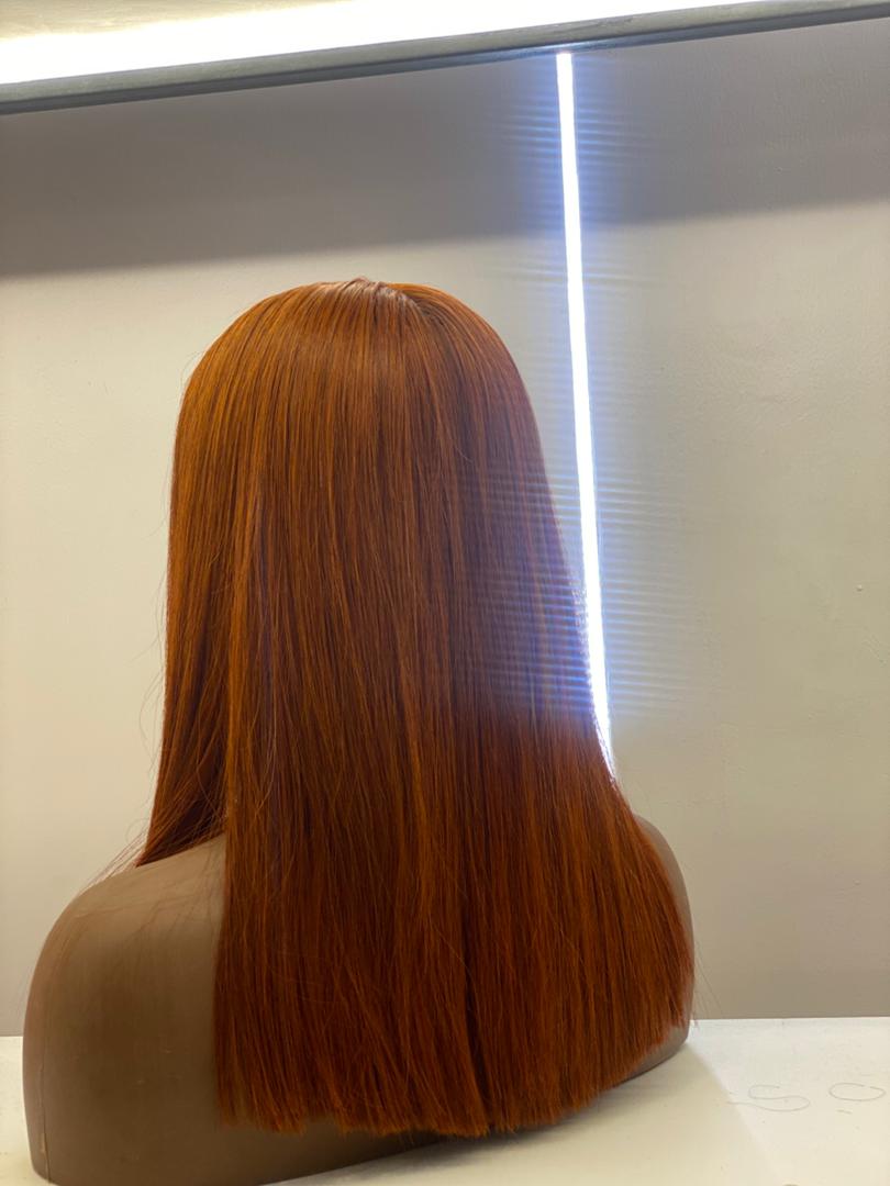 16 Inch Bone Straight Lace Front Wig – Ginger Orange