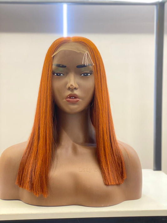 16 Inch Bone Straight Lace Front Wig – Ginger Orange