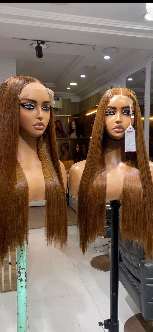 22 Inch Bone Straight Brown Wig